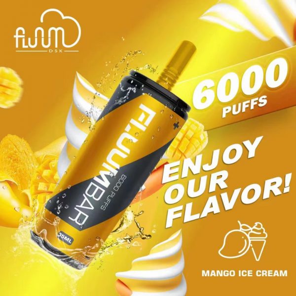 New USA China 100% Original 6000 Puffs Fluum Rechargeable Disposable E cig Vape in Coke Cola Shape Wholesale Supplier and OEM Manufacturer-Mango-Ice-Cream-kontamvape.com