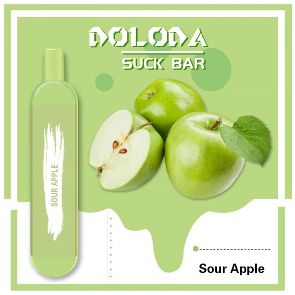 Original High Quality USA China Europe TPD Compliant Doloda Portable Slim Suck Bar Mesh Coil 600 Puffs Disposable E Cig Vape Device Wholesale Supplier and OEM Manufacturer-Sour-Apple-Kontamvape.com