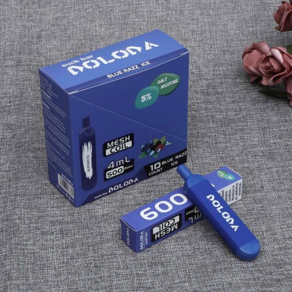 Original High Quality USA China Europe TPD Compliant Doloda Portable Slim Suck Bar Mesh Coil 600 Puffs Disposable E Cig Vape Device Wholesale Supplier and OEM Manufacturer-Blue-Razz-Ice-Kontamvape.com