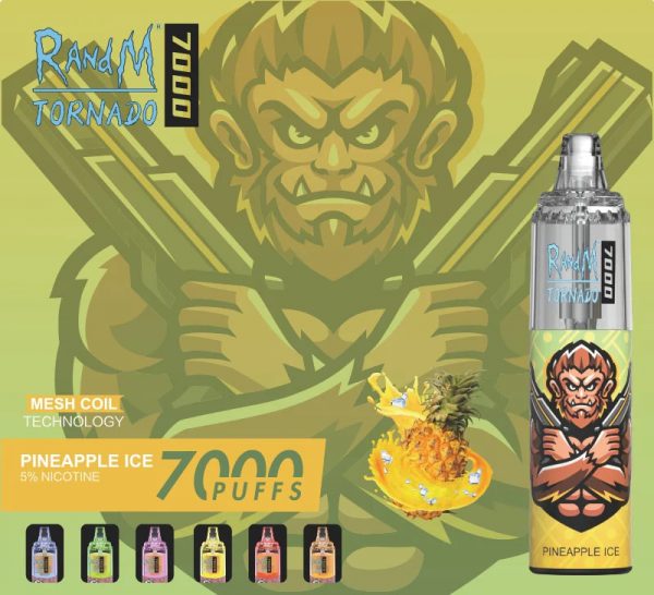Конкурентоспособный США Китай Оригинальный Подлинный Перезаряжаемый Регулируемый Воздушный Поток RANDM TORNADO 7000 Затяжек Оптовый Поставщик и OEM Manufacturer-Pineapple-Ice-kontamvape.com