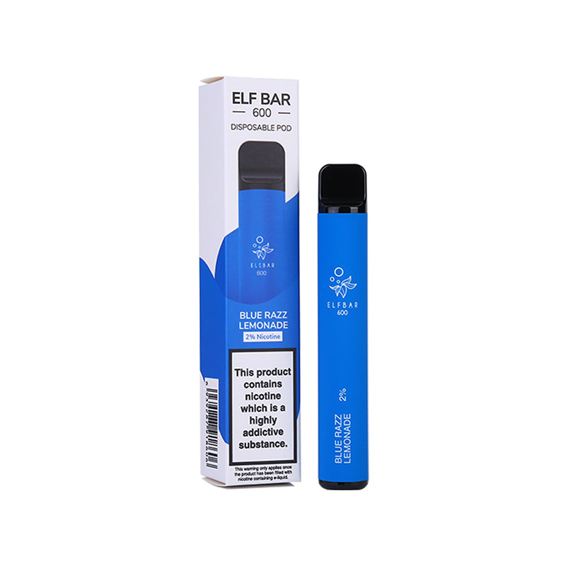 High Quality Competitive New Europe China USA TPD Compliant English Packing ELF Bar 600 Puffs Disposables Wholesale and OEM Supplier Manufacturer-Blue-Razz-Lemonade-kontamvape.com