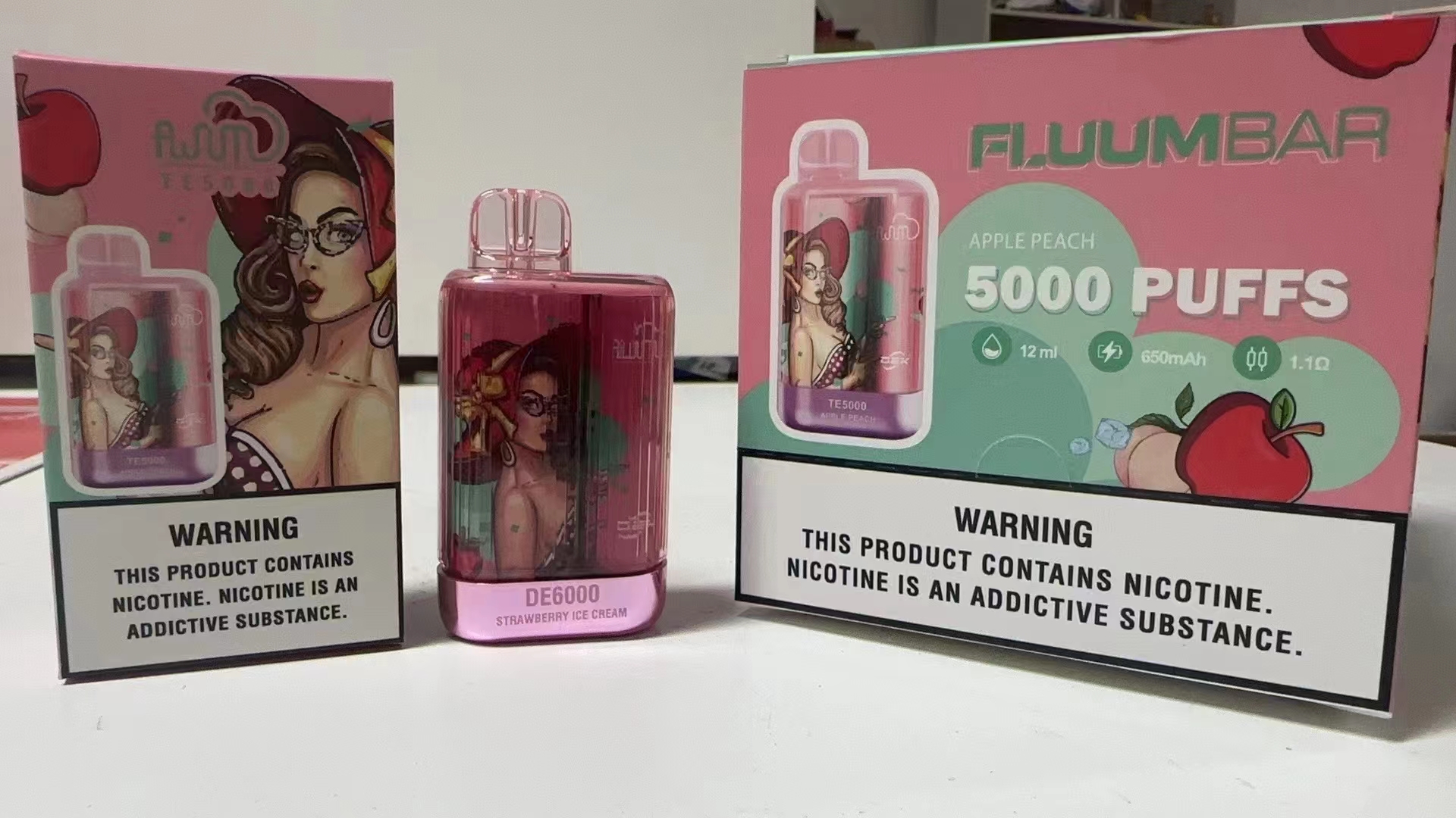 New USA China 100% Original Rechargeable Fluum Bar TE5000 Disposable 5000 Puffs E cig Vape Wholesale Supplier and OEM Sole Genuine Manufacturer-Apple-Peach-2-www.kontamvape.com