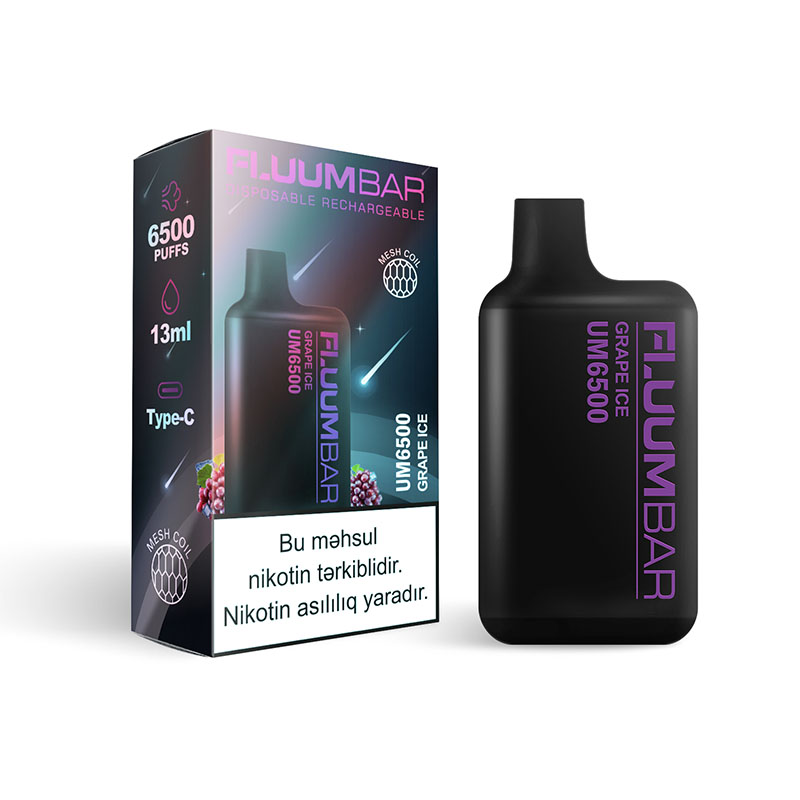 De nuevo, estados UNIDOS, China 100% Original Recargable Fluum Bar UM6500 Desechables 6500 Soplos E cig Vape Proveedor al por mayor y OEM Único Genuino Manufacturer-Grape-Ice-2-www.kontamvape.com
