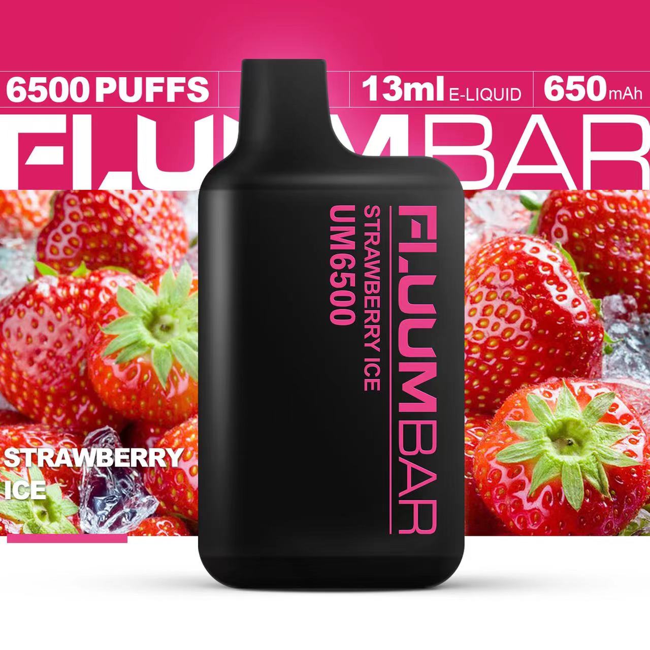 New USA China 100% Original Rechargeable Fluum Bar UM6500 Disposable 6500 Puffs E cig Vape Wholesale Supplier and OEM Sole Genuine Manufacturer-Strawberry-Ice-1-www.kontamvape.com