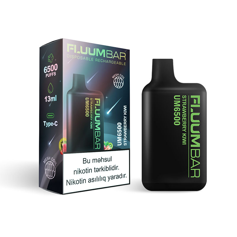 De nuevo, estados UNIDOS, China 100% Original Recargable Fluum Bar UM6500 Desechables 6500 Soplos E cig Vape Proveedor al por mayor y OEM Único Auténtico Fabricante de Fresa Kiwi-2-www.kontamvape.com