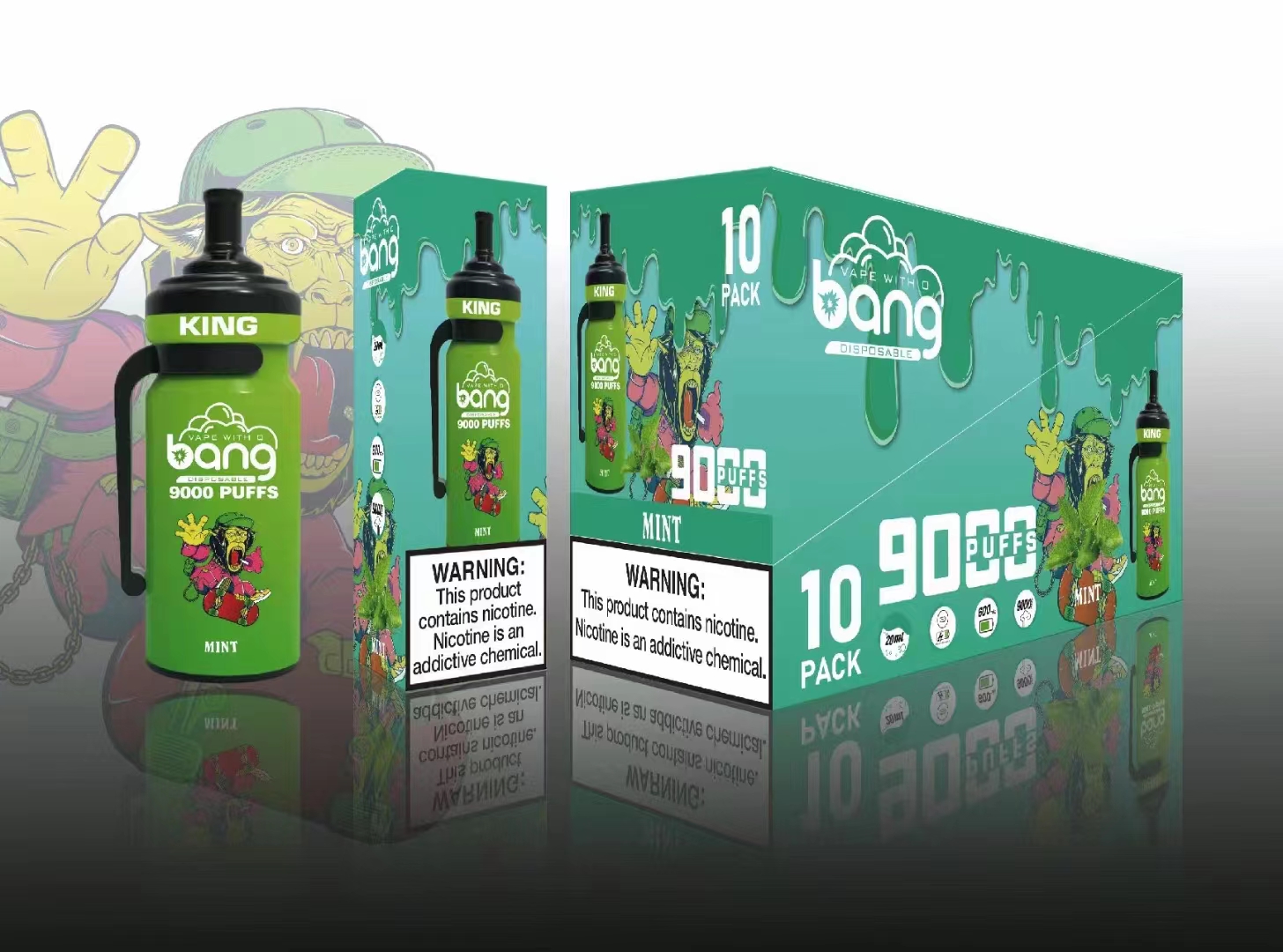 New USA China High Quality Bang King 9000 Puffs in Sport Bottle Model Shape Disposable Vape Device E-Cigarette Wholesale Supplier and Manufacturer-kontamvape.com-Mint