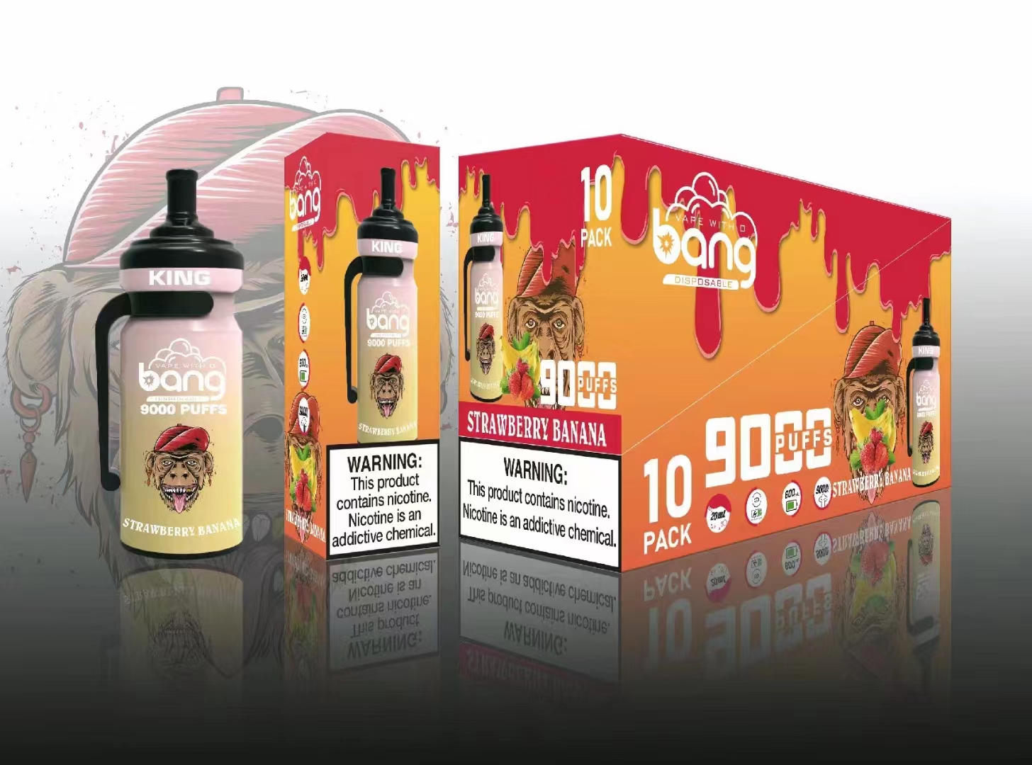 New USA China High Quality Bang King 9000 Puffs in Sport Bottle Model Shape Disposable Vape Device E-Cigarette Wholesale Supplier and Manufacturer-kontamvape.com-Strawberry Banana