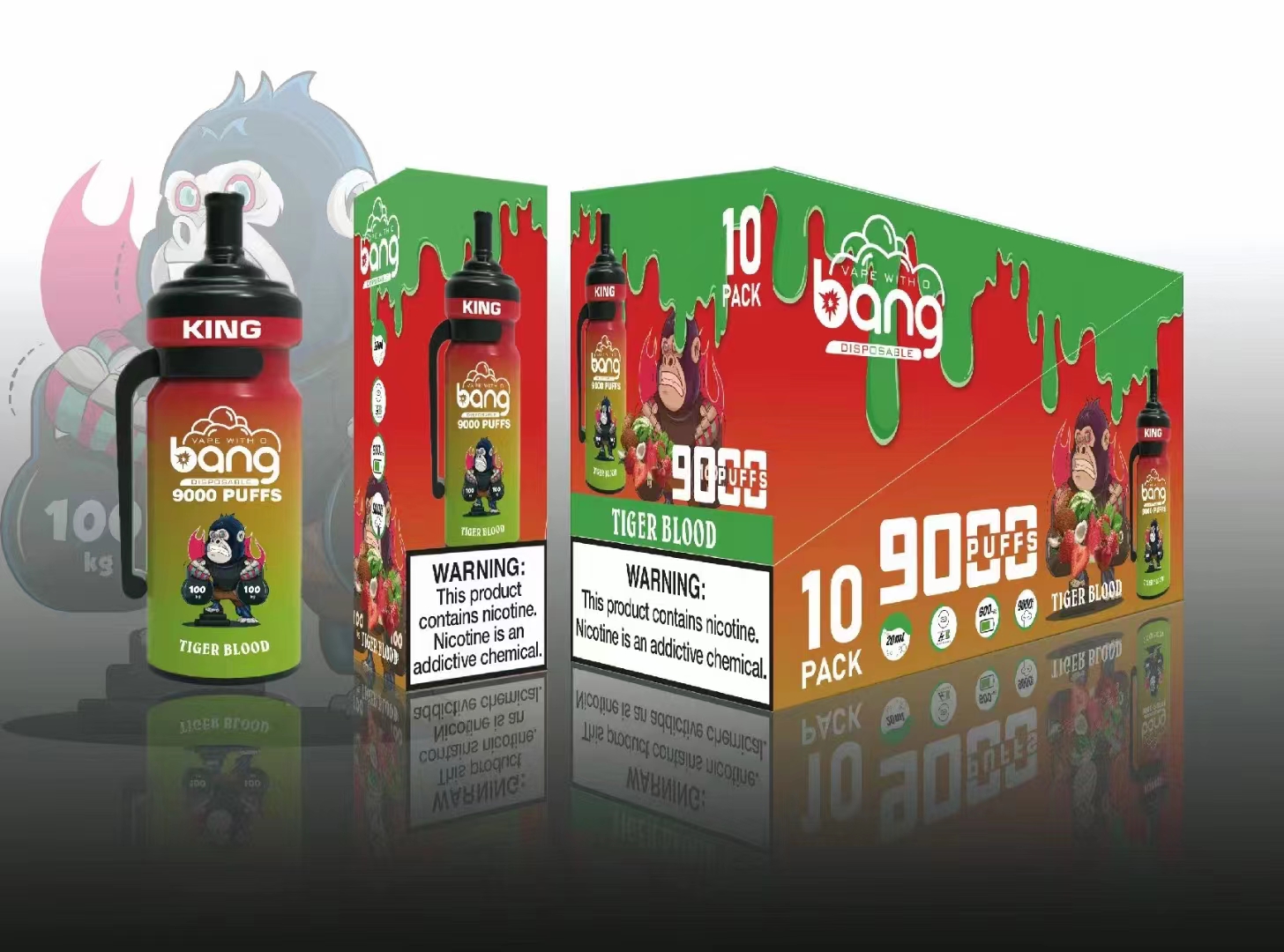 New USA China High Quality Bang King 9000 Puffs in Sport Bottle Model Shape Disposable Vape Device E-Cigarette Wholesale Supplier and Manufacturer-kontamvape.com-Tiger Blood