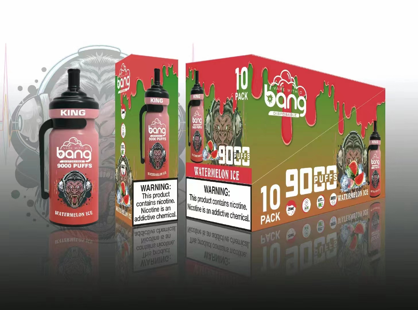 New USA China High Quality Bang King 9000 Puffs in Sport Bottle Model Shape Disposable Vape Device E-Cigarette Wholesale Supplier and Manufacturer-kontamvape.com-Watermelon Ice