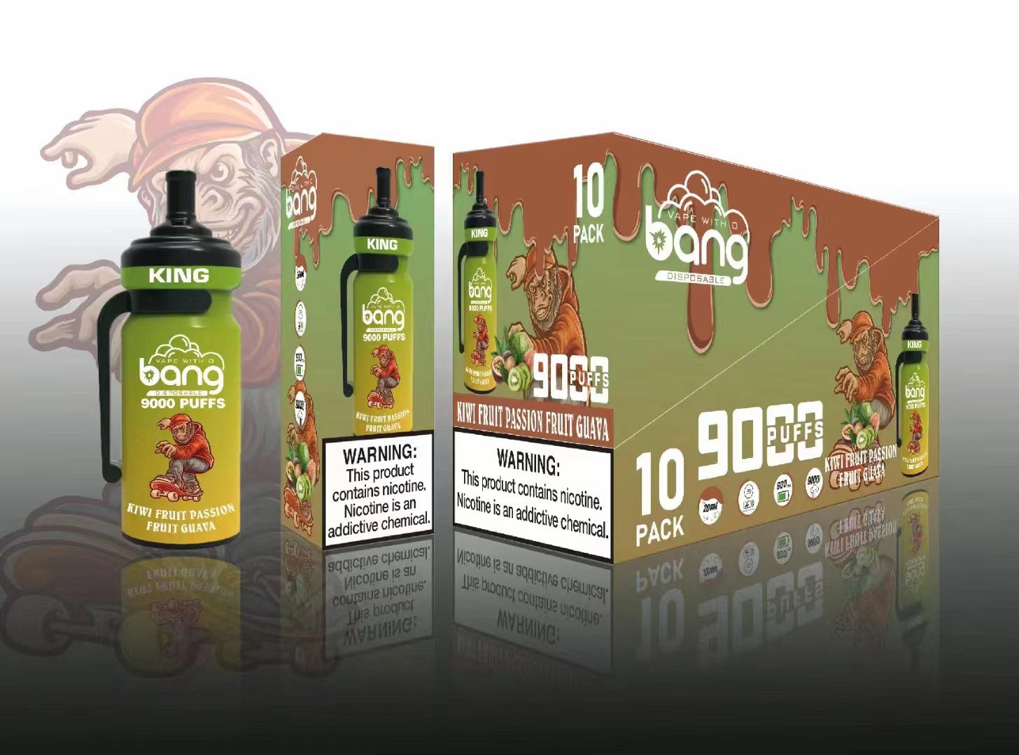 New USA China High Quality Bang King 9000 Puffs in Sport Bottle Model Shape Disposable Vape Device Wholesale Supplier and Manufacturer-kontamvape.com-Kiwi Passion Fruit Guava