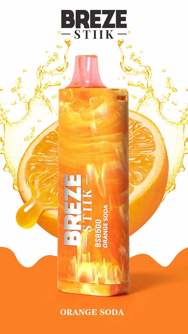 High Quality Rechargeable Breze Stiik BS8500 8500 Puffs Disposable Vape Device E-Cigarette Wholesale Supplier and OEM ODM Genuine Manufacturer-Orange-Soda-www.kontamvape.com