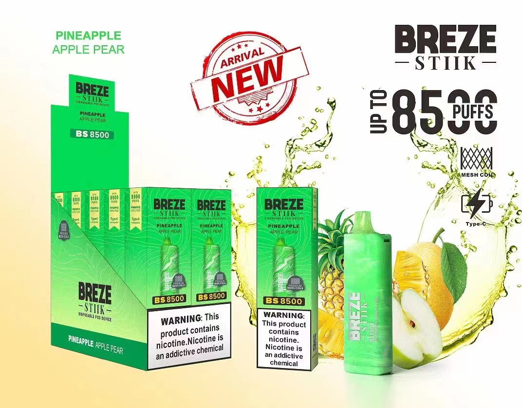 Original USA Europe China High Quality Breze Stiik BS8500 Puffs Disposable Vape Device E-Cigarette Wholesale Supplier and Manufacturer-Pineapple Apple Pear-www.kontamvape.com