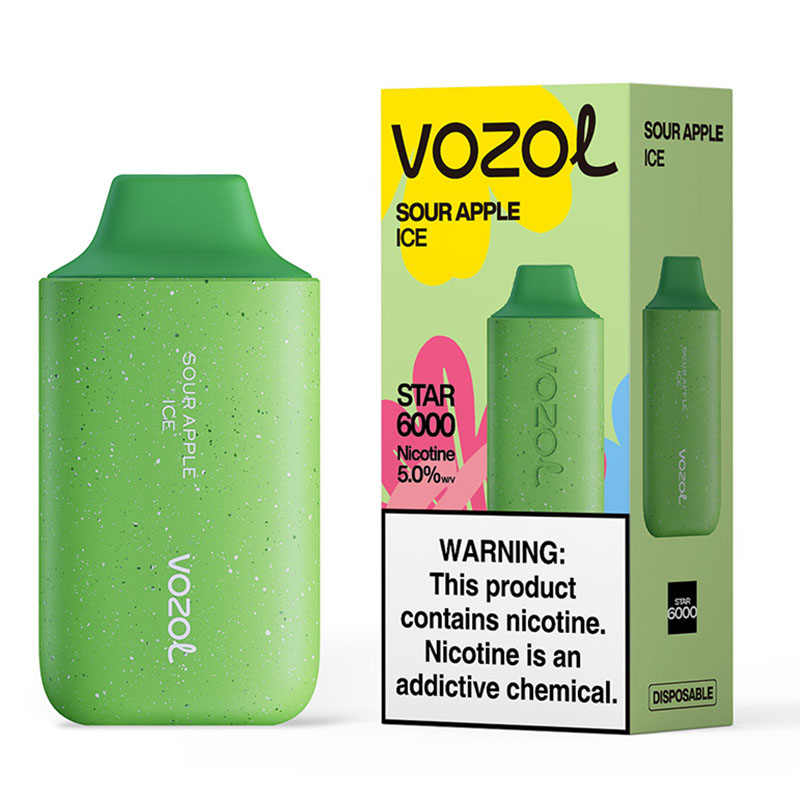 China Middle East High Quality Rechargeable Vozol Star 6000 Puffs Disposable Vape Device E-Cigarette Wholesale Supplier and OEM ODM Manufacturer-Sour-Apple-Ice-www.kontamvape.com