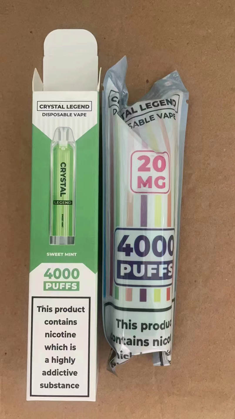 Competitive New USA China High Quality Crystal Legend 4000 Disposable Vape Device E-Cigarette-Sweet-Mint-www.kontamvape.com