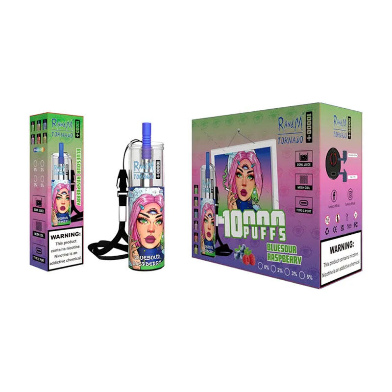 Original China Rechargeable Adjustable Airflow Control Fumot RandM Tornado 10000 Plus Disposable Vape Device E-Cigarette with RGB Light-Blue-Sour-Raspberry-2-www.kontamvape.com