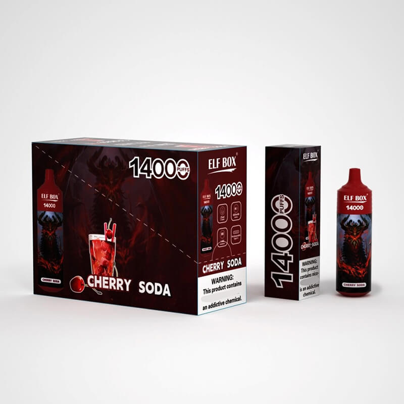 Original China USA Europe UK Asia Rechargeable Elf Box Tornado 14000 With RGB Led light similar to RandM Disposable Vape Device E-Cigarette-Cherry-Soda-www.kontamvape.com