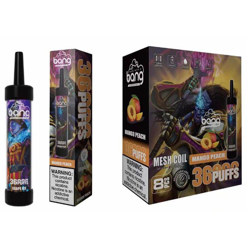 Estados UNIDOS Europa reino unido China Original Bang 36000 Soplos con el Sub Ohm Malla Bobinas DTL Desechables Vape Dispositivo E-Cigarette-Mango-Peach-www.kontamvape.com