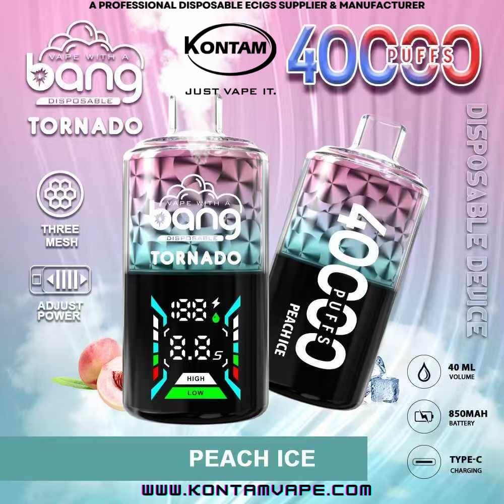 Original Bang Tornado 40000 con Tres Bobinas de Malla Desechables Vape Dispositivo Ecig – Oficial de Proveedores, fabricantes y distribuidores por Kontam Tech-Peach-Ice-www.kontamvape.com