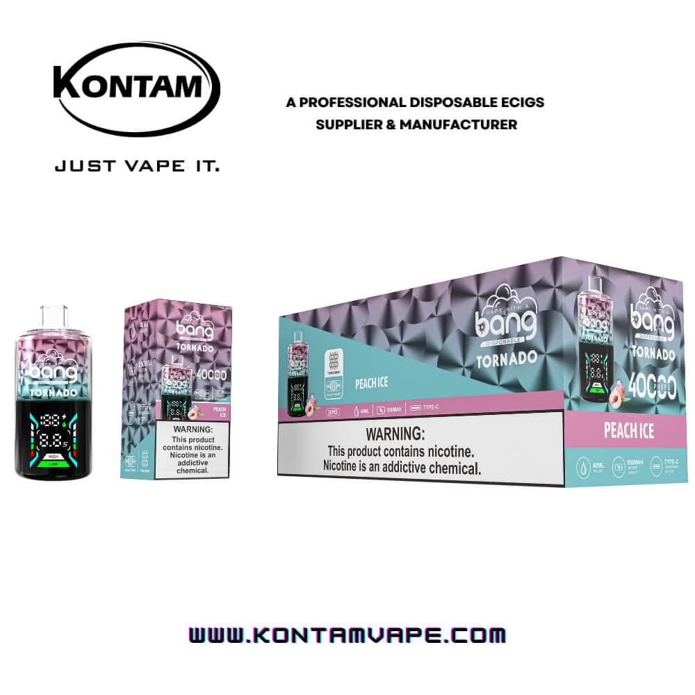 Original Bang Tornado 40000 con Tres Bobinas de Malla Desechables Vape Dispositivo Ecig–Oficial de Proveedores, fabricantes y distribuidores por Kontam Tech-Peach-Ice-www.kontamvape.com