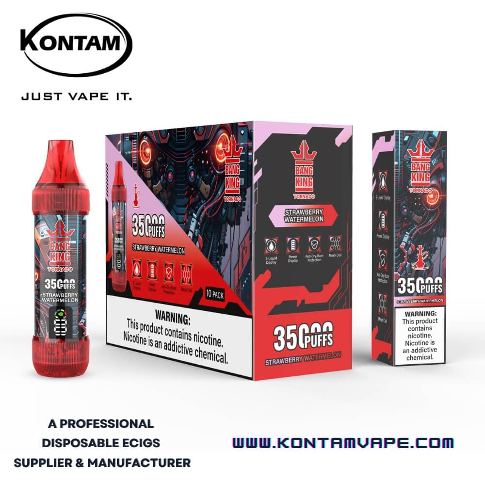 Original Bang King Tornado 35000 con LED de Desplazamiento de la Pantalla Desechables Vape Dispositivo Ecig-Proveedor, Fabricante y Distribuidor por Kontam Tech-Strawberry-Watermelon-www.kontamvape.com