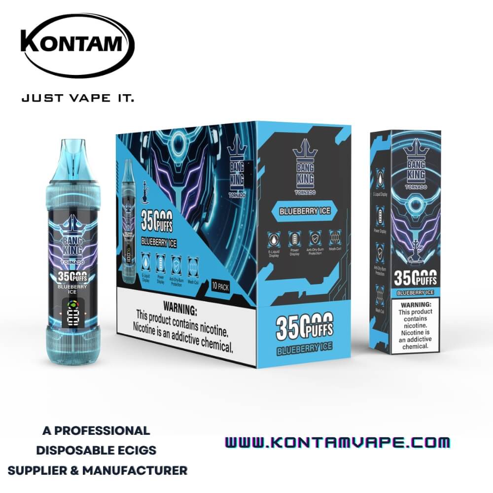Original Bang King Tornado 35000 con LED de Desplazamiento de la Pantalla Desechables Vape Dispositivo Ecig – Oficial de Proveedores, fabricantes y distribuidores por Kontam Tech-Blueberry-Ice-www.kontamvape.com