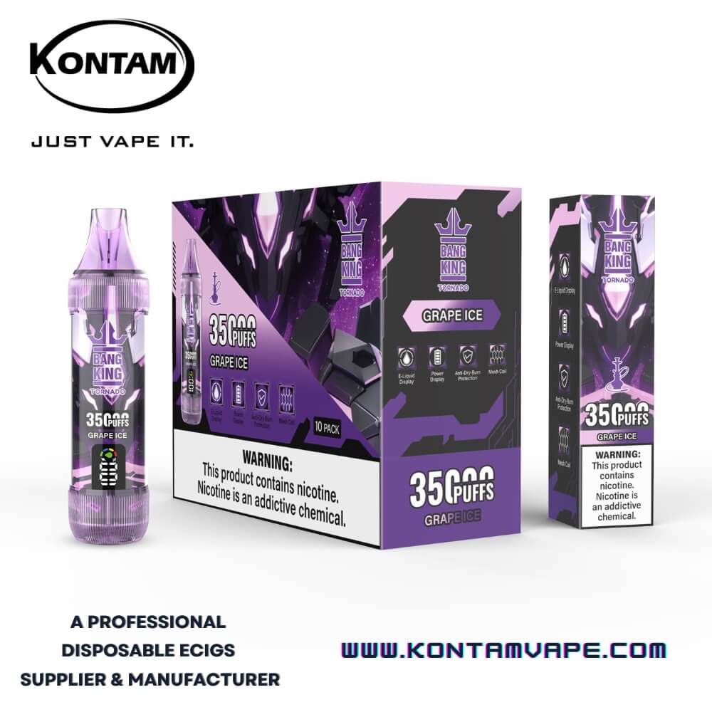 Original Bang King Tornado 35000 con LED de Desplazamiento de la Pantalla Desechables Vape Dispositivo Ecig – Oficial de Proveedores, fabricantes y distribuidores por Kontam Tech-Grape-Ice-www.kontamvape.com