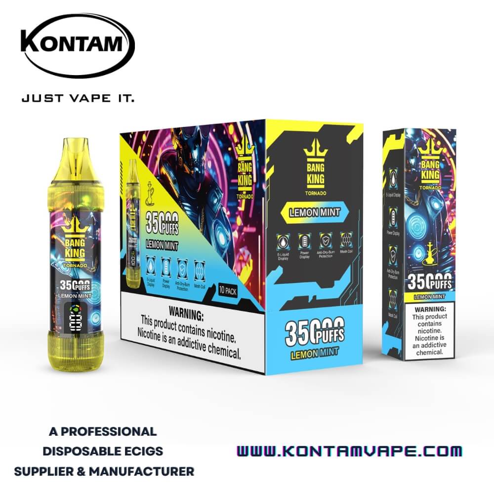 Original Bang King Tornado 35000 con LED de Desplazamiento de la Pantalla Desechables Vape Dispositivo Ecig – Oficial de Proveedores, fabricantes y distribuidores por Kontam Tech-Lemon-Mint-www.kontamvape.com