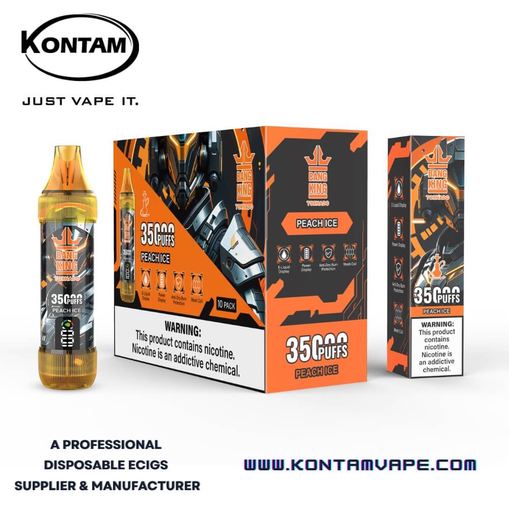 Original Bang King Tornado 35000 con LED de Desplazamiento de la Pantalla Desechables Vape Dispositivo Ecig – Oficial de Proveedores, fabricantes y distribuidores por Kontam Tech-Peach-Ice-www.kontamvape.com