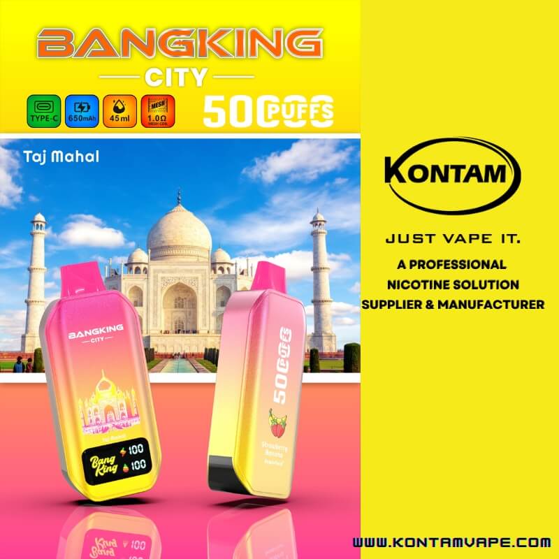 Bang Rey De La Ciudad De 50000 Bocanadas Vape – Taj Mahal Strawberry Banana – Kontam Tech