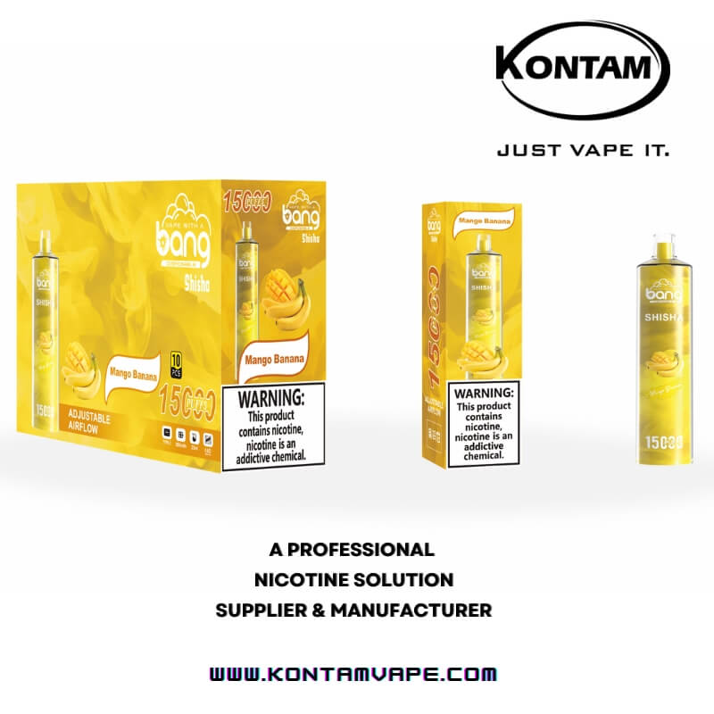 Bang Shisha 15000 (15k) Desechables Vape – Mango Plátano Cuadro – Kontam Tech