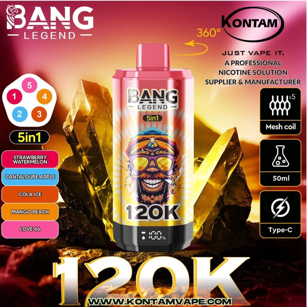 Bang Leyenda 120K 5-en-1 Vape – Melón Manzana Combinación de sabores