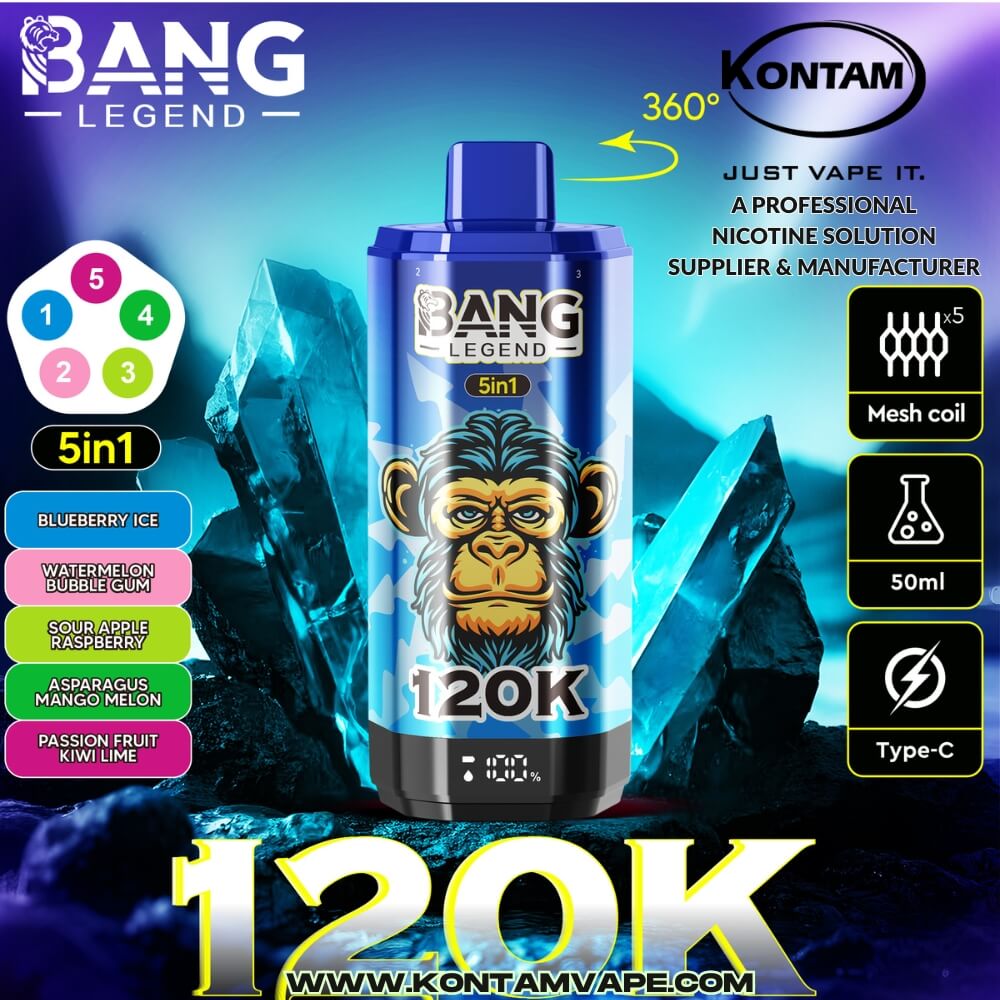 Bang Leyenda 120K 5-en-1 Vape – la Manzana Agria Sabor a Frambuesa Conjunto