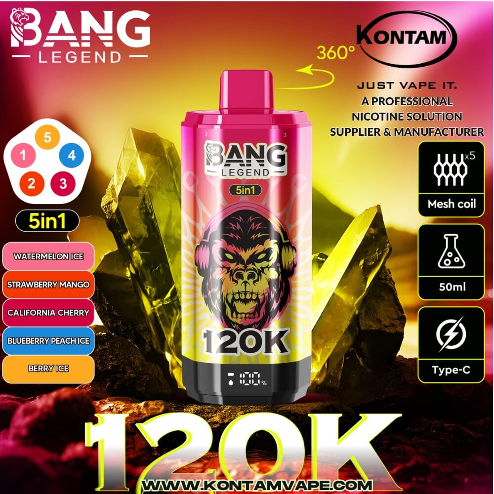 Bang Leyenda 120K 5-en-1 Vape – Fresa de Mango & Berry de Hielo de Sabores